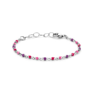armband bolletjes gekleurd emaille 11 + 2 cm zilver gerhodineerd