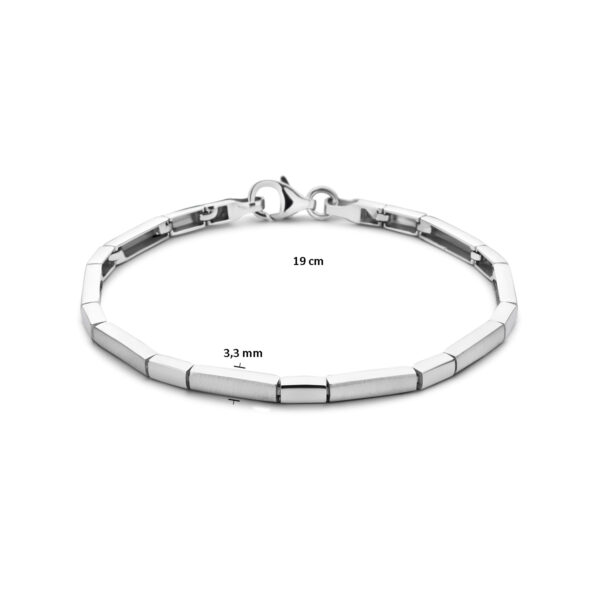 armband choker 3,3 mm 19 cm poli/mat zilver gerhodineerd - Afbeelding 3