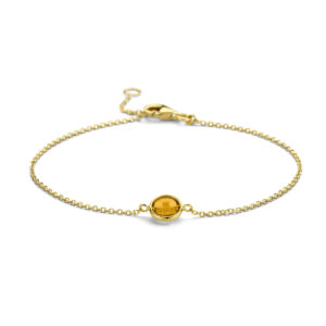 armband citrien 16,5 - 19 cm 14K geelgoud