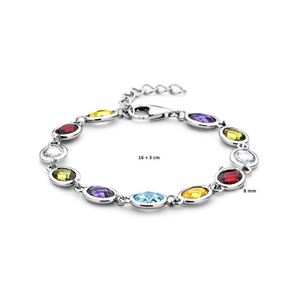 armband gekleurd zirkonia 16 + 3 cm zilver gerhodineerd - Afbeelding 3