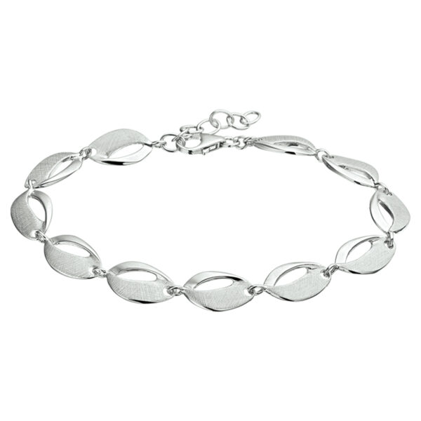 armband gescratcht poli/mat 8,3 mm 18 + 2,5 cm zilver gerhodineerd