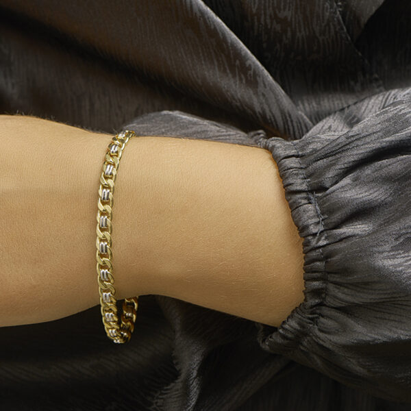 armband geslepen gourmet 6,2 mm 19 cm Silgold (bicolor goud met zilverkern) - Afbeelding 5