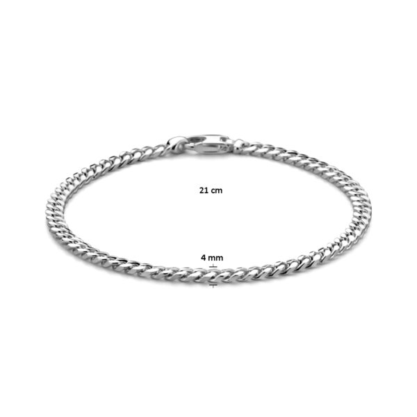 armband gourmette 4,0 mm 21 cm 4-zijdes geslepen zilver wit - Afbeelding 3