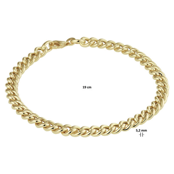 armband gourmette 5,2 mm 19 cm 14K geelgoud - Afbeelding 3