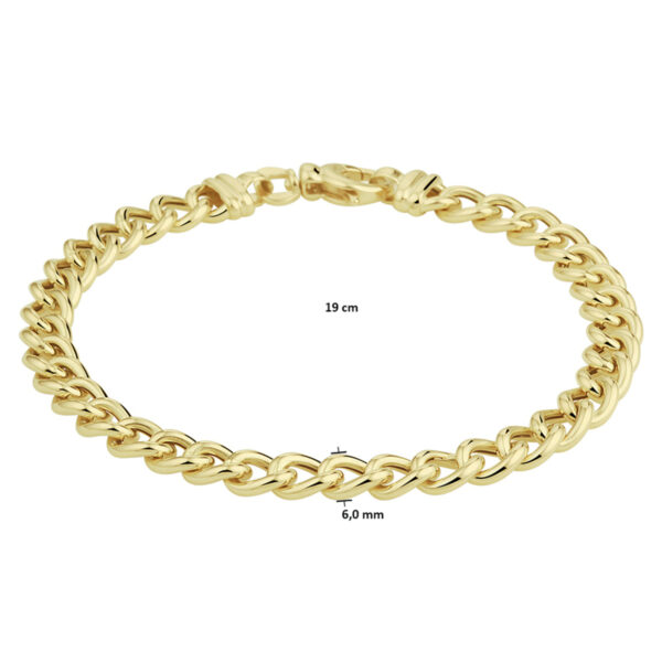 armband gourmette 6,0 mm 19 cm 14K geelgoud - Afbeelding 3