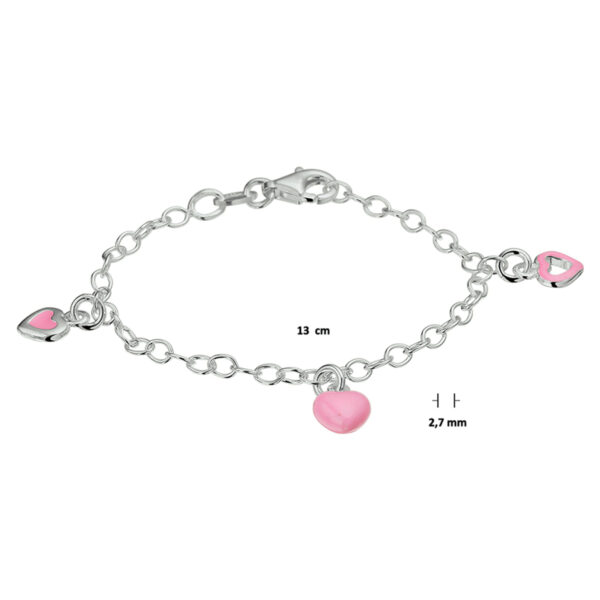 armband hart 13 cm zilver gerhodineerd - Afbeelding 3