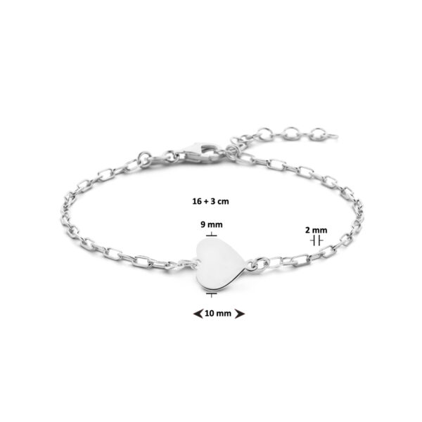 armband hart 16 + 3 cm zilver gerhodineerd - Afbeelding 3