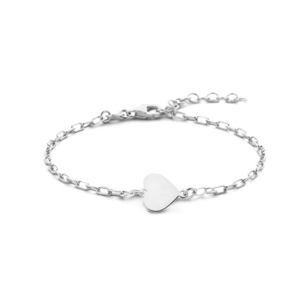 armband hart 16 + 3 cm zilver gerhodineerd