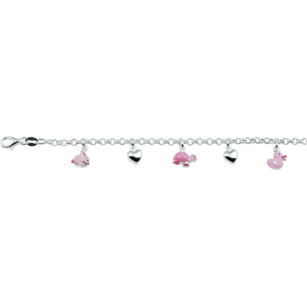 armband hart en dieren 13 + 2 cm zilver gerhodineerd - Afbeelding 2