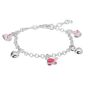 armband hart en dieren 13 + 2 cm zilver gerhodineerd