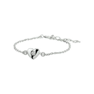 armband hart en zirkonia 1,5 mm 13 + 3 cm zilver gerhodineerd