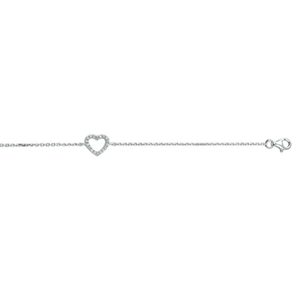 armband hart zirkonia 15,5 + 2,5 cm zilver gerhodineerd - Afbeelding 2