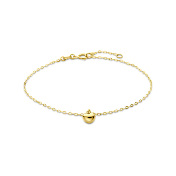 armband hartje 16,5 - 18,5 cm 14K geelgoud