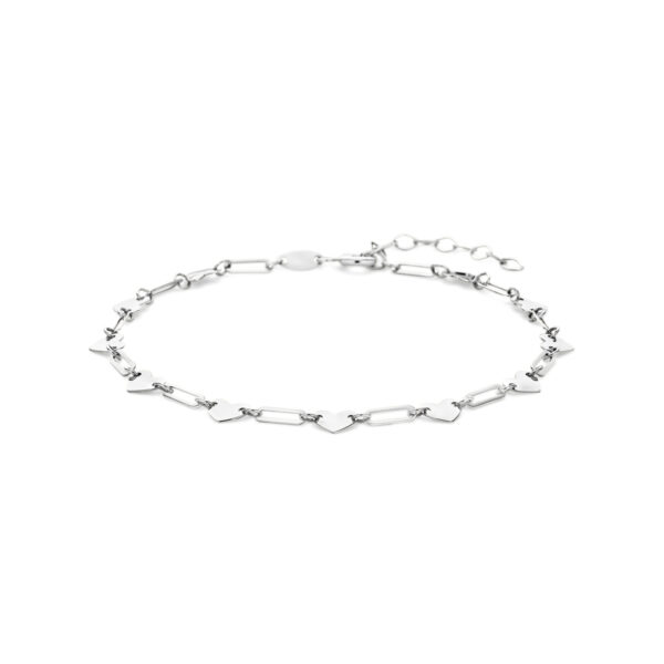 armband hartjes 16 + 3 cm zilver gerhodineerd