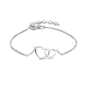 armband hartjes 16 + 3 cm zilver gerhodineerd