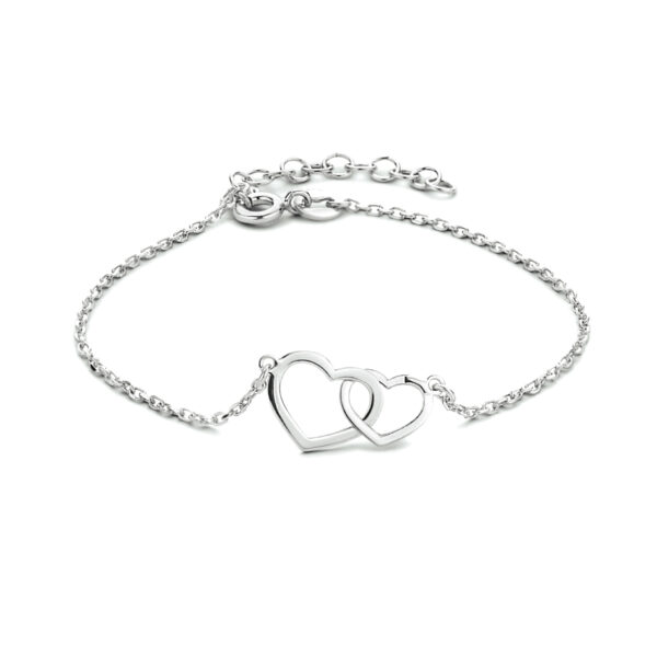 armband hartjes 16 + 3 cm zilver gerhodineerd