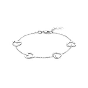 armband hartjes 17 + 2 cm zilver gerhodineerd