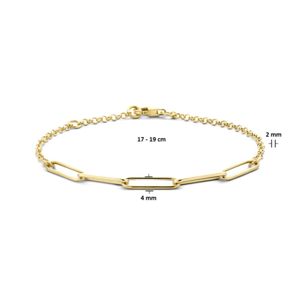armband jasseron en paperclip ronde buis 4,0 mm 17 - 19 cm 14K geelgoud - Afbeelding 3