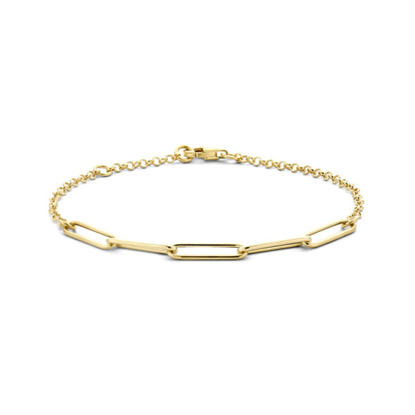 armband jasseron en paperclip ronde buis 4,0 mm 17 - 19 cm 14K geelgoud