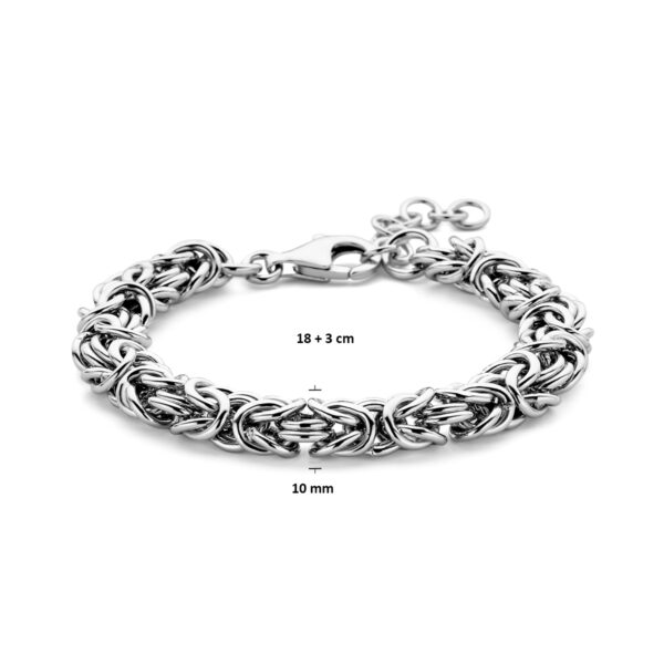 armband konings 10 mm 18 + 3 cm zilver gerhodineerd - Afbeelding 3
