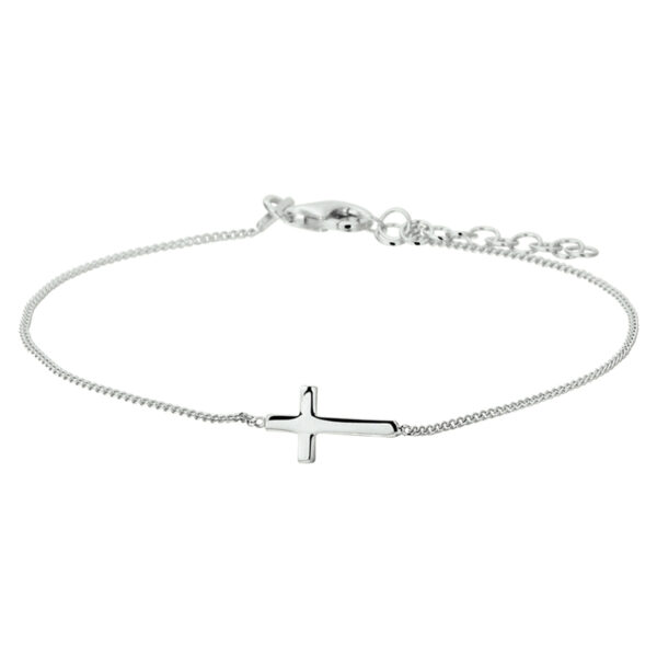 armband kruis 17 + 3 cm zilver gerhodineerd