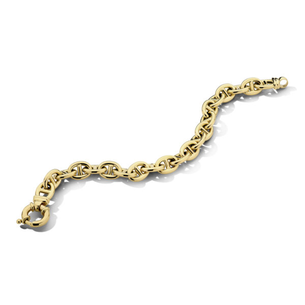 armband marine 10 mm 20,5 cm met groot springslot 14K geelgoud - Afbeelding 3