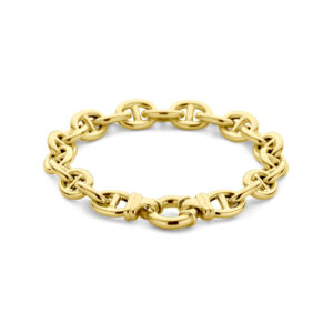 armband marine 10 mm 20,5 cm met groot springslot 14K geelgoud