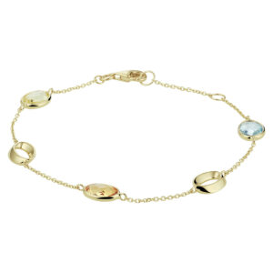 armband natuurlijke kleurstenen 17 - 19 cm 14K geelgoud