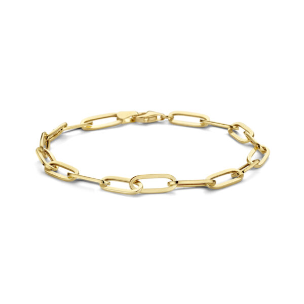 armband paperclip platte buis 5,0 mm 18 cm 14K geelgoud