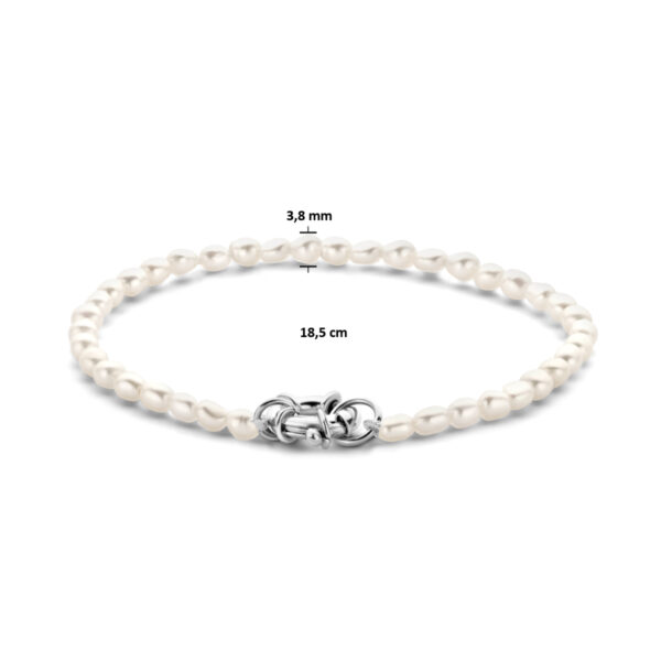 armband parel 3,8 mm 18,5 cm met groot springslot zilver gerhodineerd - Afbeelding 3