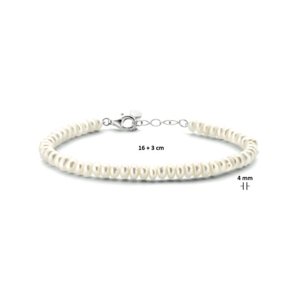 armband parel 4,0 mm 16 + 3 cm zilver gerhodineerd - Afbeelding 3