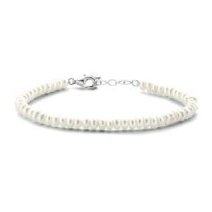 armband parel 4,0 mm 16 + 3 cm zilver gerhodineerd