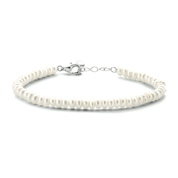 armband parel 4,0 mm 16 + 3 cm zilver gerhodineerd