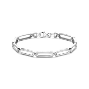 armband poli/mat 5,7 mm 19 cm zilver gerhodineerd