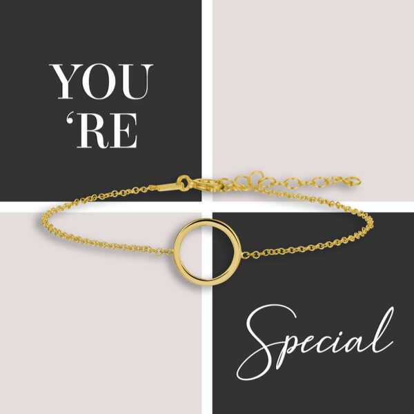 armband rondje 16 + 3 cm 3 micron zilver verguld (geel) - Afbeelding 3