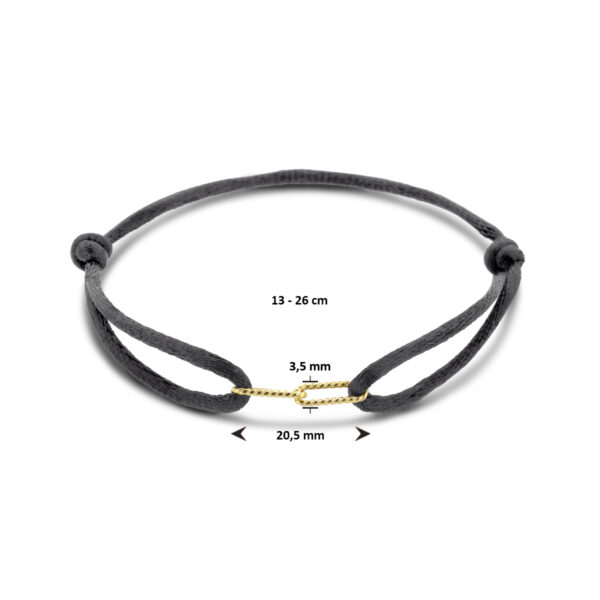 armband satijn 14K goud met rubber/nylon/leer - Afbeelding 3