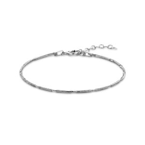 armband slang rond 1,5 mm 16 + 3 cm zilver gerhodineerd