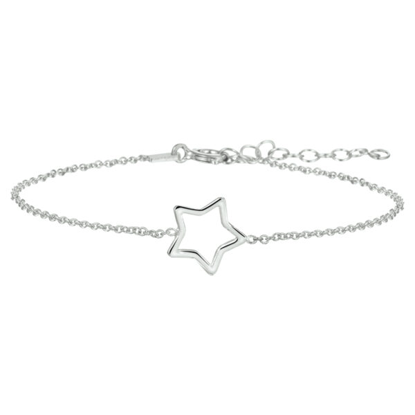 armband ster 16 + 3 cm zilver gerhodineerd