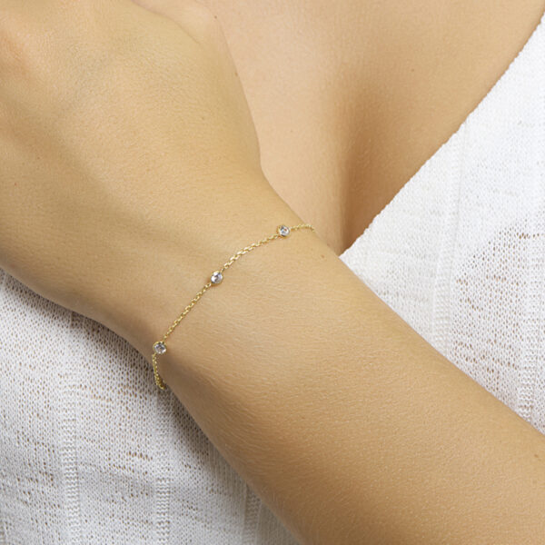 armband zirkonia 17 + 2 cm 3 micron zilver verguld (geel) - Afbeelding 2