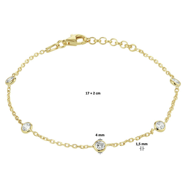 armband zirkonia 17 + 2 cm 3 micron zilver verguld (geel) - Afbeelding 4