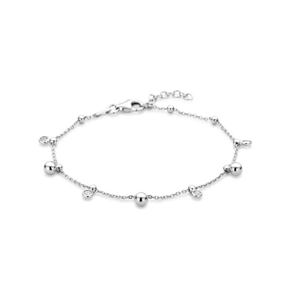 armband zirkonia 17 + 2 cm zilver gerhodineerd