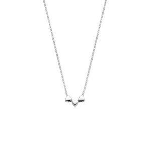 collier 3 hartjes 41 + 4 cm zilver gerhodineerd