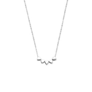 collier 5 hartjes 41 + 4 cm zilver gerhodineerd