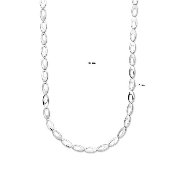 collier 7,0 mm 45 cm poli / mat zilver gerhodineerd - Afbeelding 4