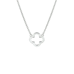 collier bloem 41 + 4 cm zilver gerhodineerd
