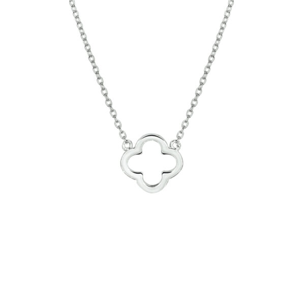 collier bloem 41 + 4 cm zilver gerhodineerd