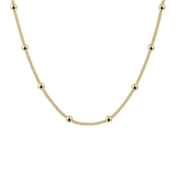 collier bolletjes 3,0 mm 40 + 4 cm 3 micron zilver verguld (geel)