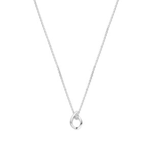 collier druppel zirkonia 41 + 4 cm zilver gerhodineerd