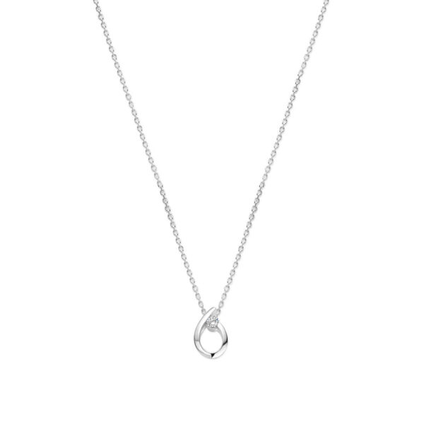 collier druppel zirkonia 41 + 4 cm zilver gerhodineerd
