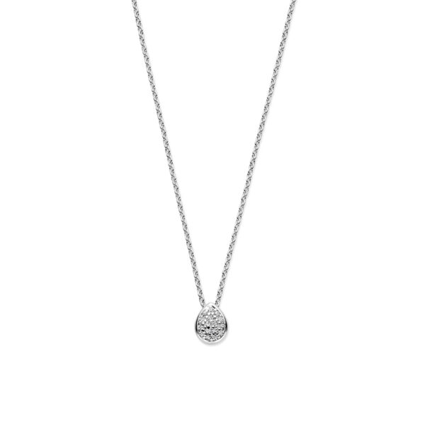 collier druppel zirkonia 41 - 43 - 45 cm zilver gerhodineerd
